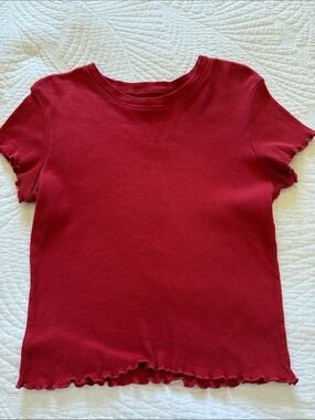Women’s Short Sleeve Red Ribbed Tee